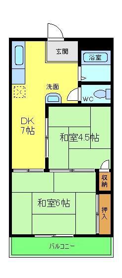 コーポT&T(2DK/2階)の間取り写真