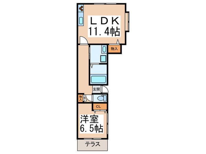 CALMCOURT(1LDK/1階)の間取り写真