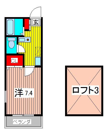 ハイツAI&KS(1K/2階)の間取り写真