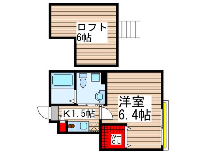ハーモニックプレイス(1K/1階)の間取り写真