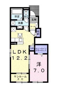 ウィステリア(1LDK/1階)の間取り写真
