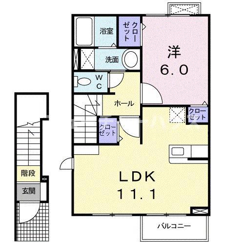 サンハイツ(1LDK/2階)の間取り写真