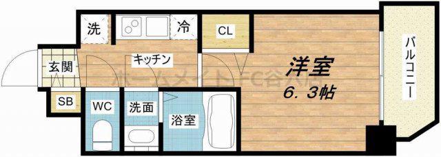 プレサンス扇町駅前(1K/9階)の間取り写真