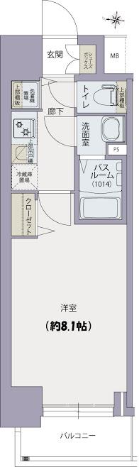 プランドール福島レジデンス(1K/4階)の間取り写真