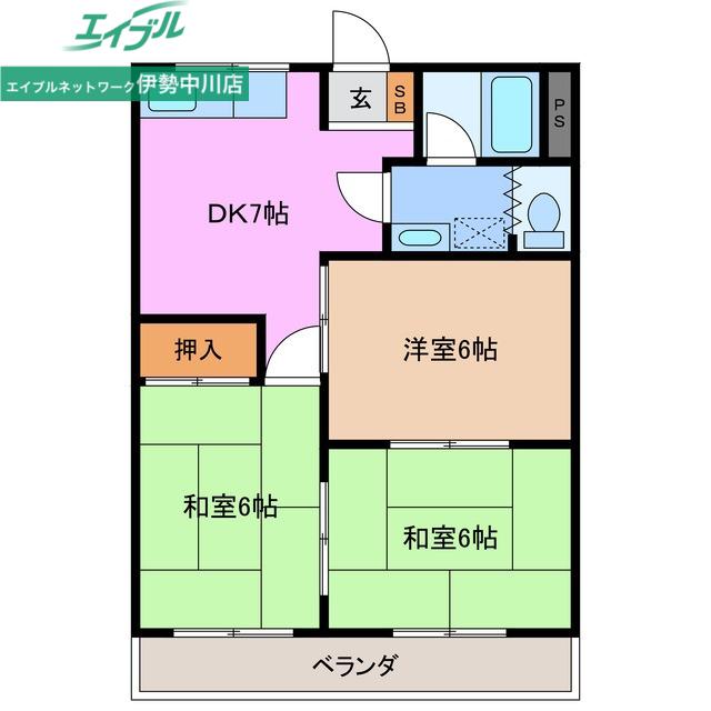 川方マンションI(3DK/2階)の間取り写真