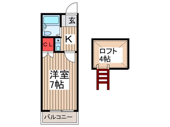 エスポワール(1K/1階)の間取り写真