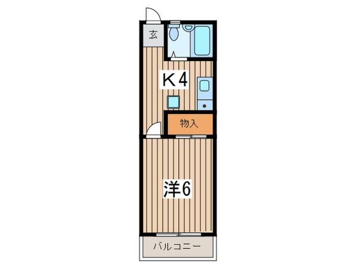 タウニー5(1K/1階)の間取り写真