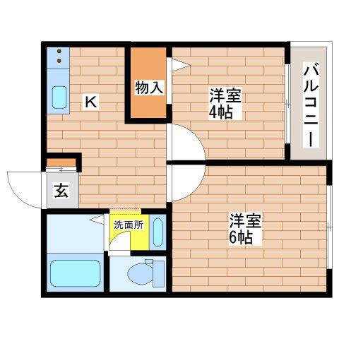 金沢マンション(2K/4階)の間取り写真