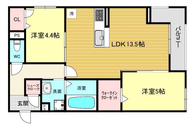 COCOONIA(2LDK/2階)の間取り写真