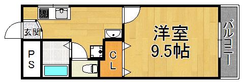 CONRAD伊丹(1K/2階)の間取り写真