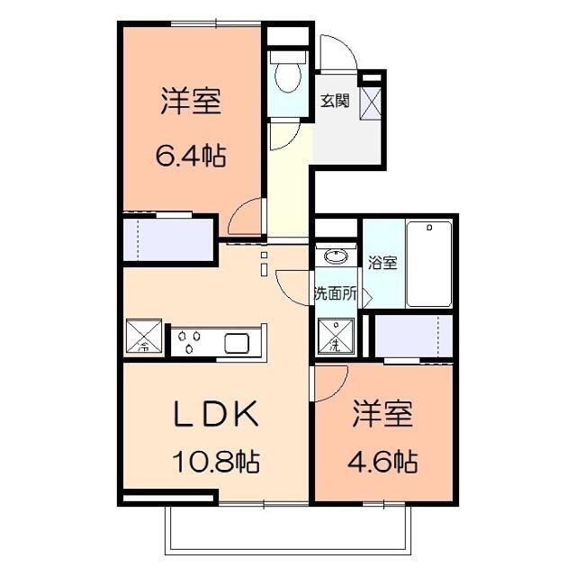 ソレイユ湘南太平台A(2LDK/1階)の間取り写真