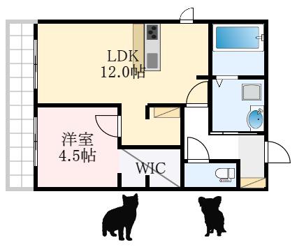 アヴェルラ堺(1LDK/3階)の間取り写真