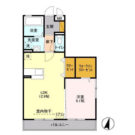 サンボナール北入曽(1LDK/2階)の間取り写真