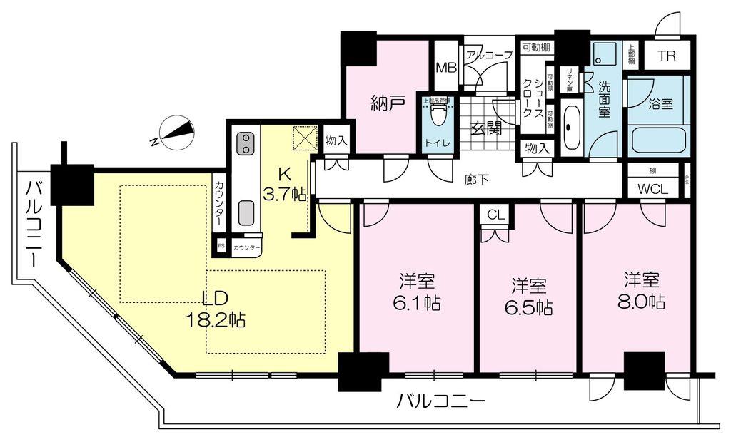 ザ宝塚タワー(3SLDK/6階)の間取り写真