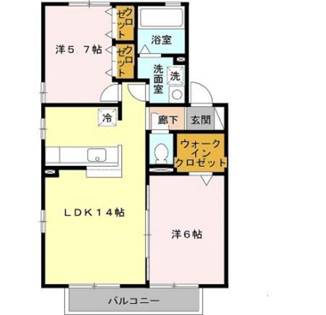 アーバンフォレストⅠ棟(2LDK/2階)の間取り写真
