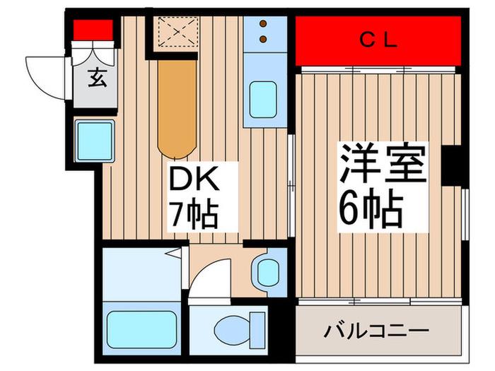 翔成ビル(1DK/2階)の間取り写真