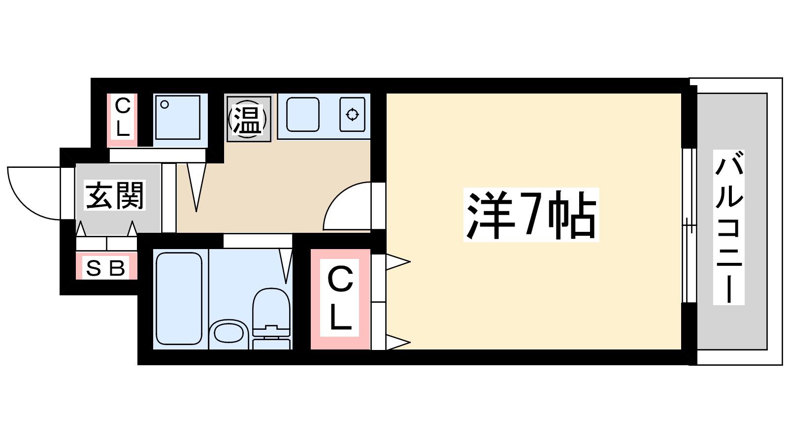 メロディーハイム淡路(1K/5階)の間取り写真