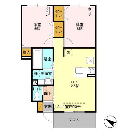 クラインベルク(2LDK/1階)の間取り写真