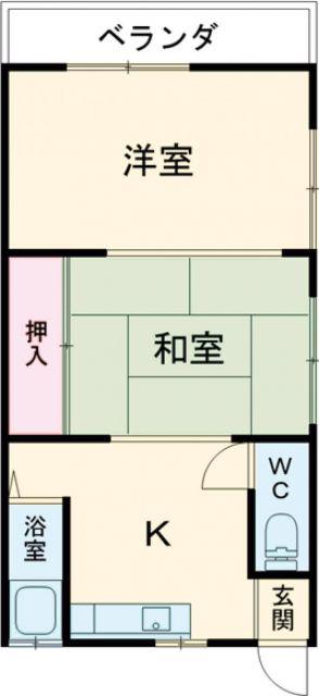ガーネ福里(2K/2階)の間取り写真