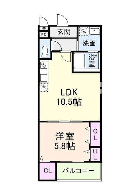 プライムメゾン・ルナ(1LDK/2階)の間取り写真