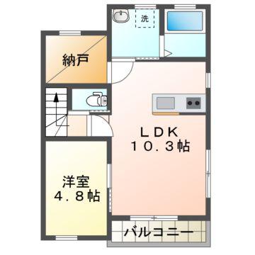シャルマン(1LDK/2階)の間取り写真