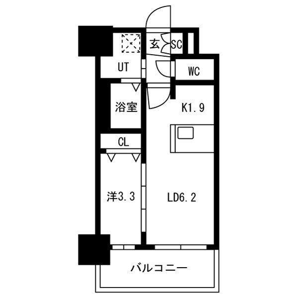 メイクスアート新栄III(1LDK/11階)の間取り写真