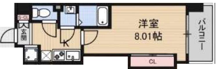 LUXE難波西II(1K/5階)の間取り写真