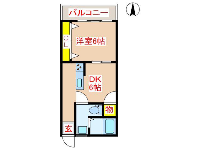 隼人マンション(1LDK/4階)の間取り写真