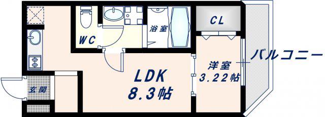 エフスタイル大蓮北1号館(1LDK/1階)の間取り写真