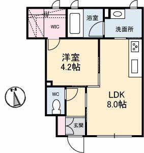 リリー21(1LDK/1階)の間取り写真