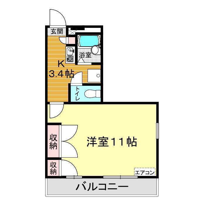 パレス梶栗(1K/2階)の間取り写真