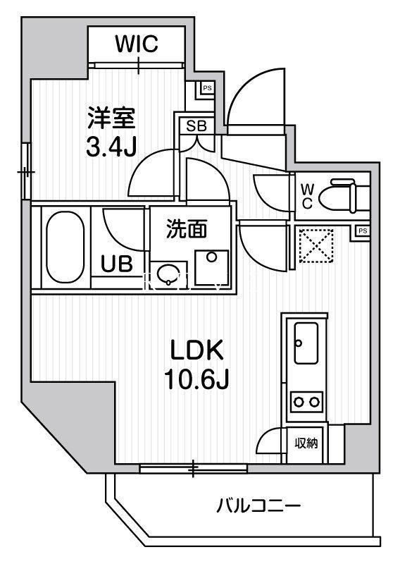 S-RESIDENCE入谷ALESIA(1LDK/13階)の間取り写真