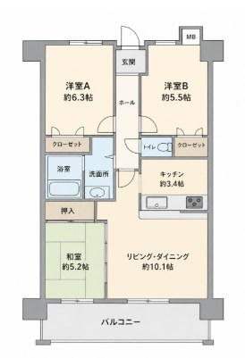 アンピール弥生が丘駅前(3LDK/10階)の間取り写真