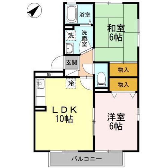 フローラ西山本(2LDK/2階)の間取り写真