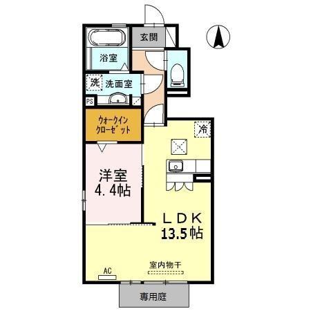アイニティー(1LDK/1階)の間取り写真