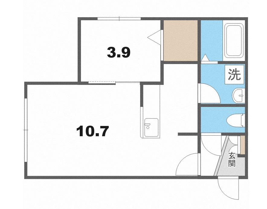 R-FREE厚別(1LDK/4階)の間取り写真