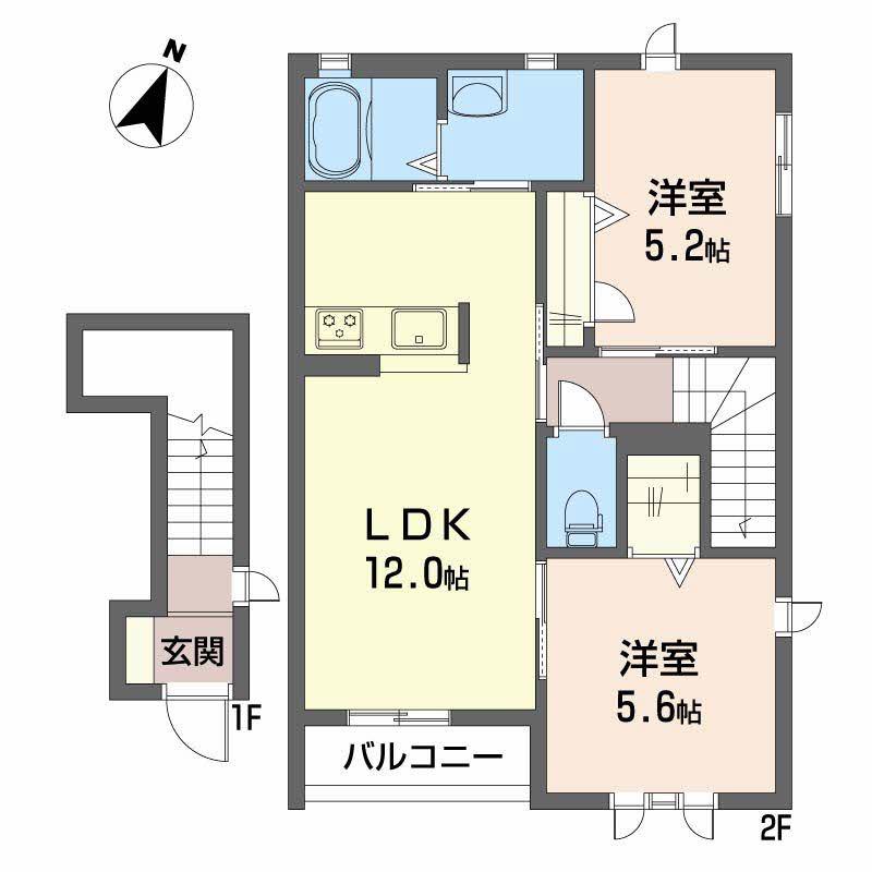 BEAR HILL MACHIDA(2LDK/2階)の間取り写真