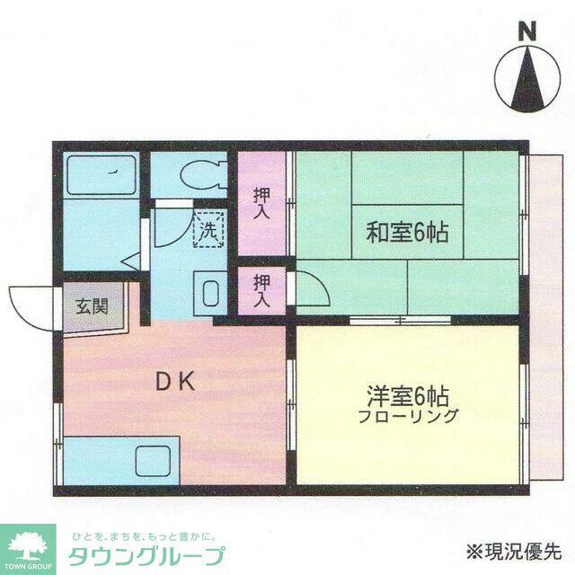シャトー諏訪坂(2DK/2階)の間取り写真