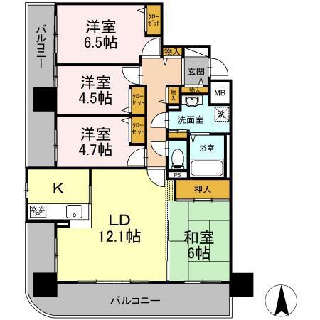 ネオハイツ清明町弐番館 1202(4LDK/12階)の間取り写真