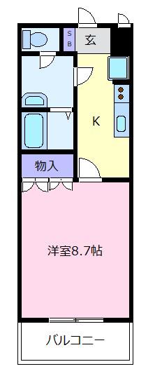 ルミナス松山(1K/2階)の間取り写真