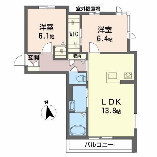 グラン・エストヴィル(2LDK/3階)の間取り写真