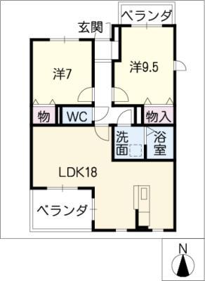 B-FLATノース(2LDK/3階)の間取り写真