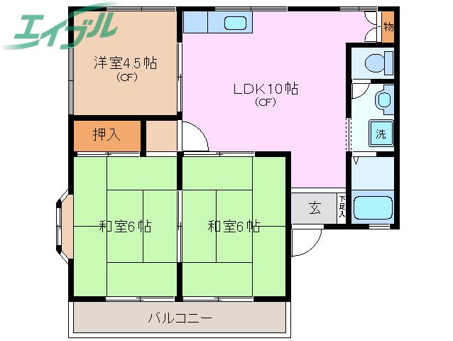 サンタマダレーナA棟(3LDK/2階)の間取り写真