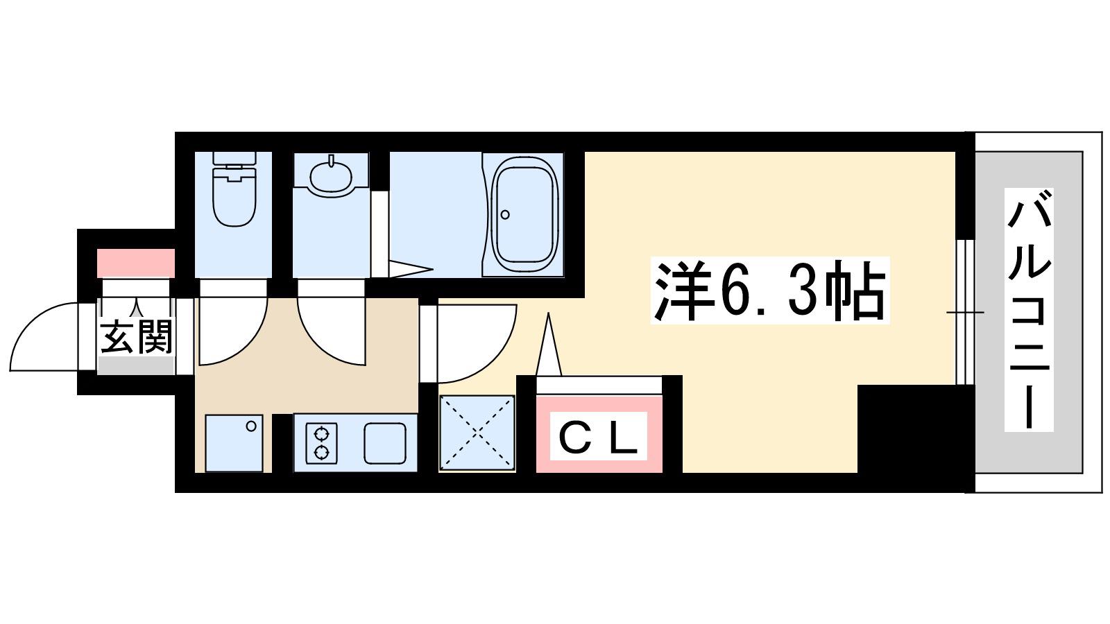 エステムコート新大阪12オルティ(1K/6階)の間取り写真