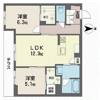 レガート(2LDK/1階)の間取り写真
