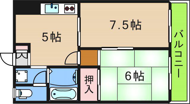 センチュリー浜口(2DK/4階)の間取り写真
