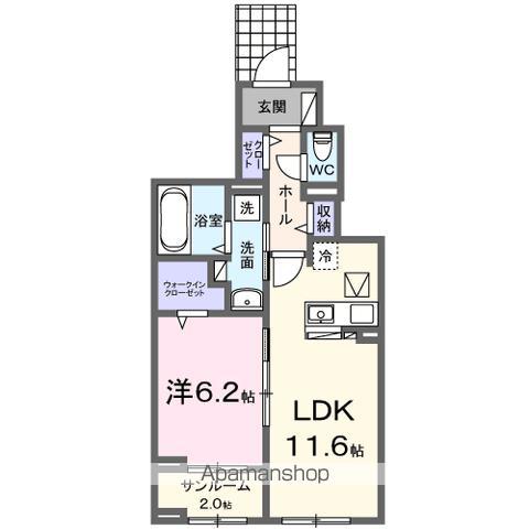 リゾ ハヤテ(1LDK/1階)の間取り写真