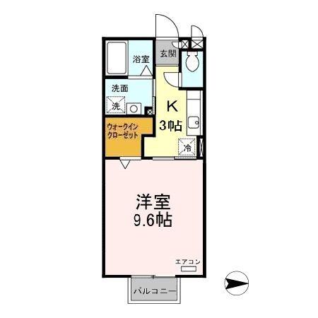ラフォーレ山崎A棟(1K/2階)の間取り写真
