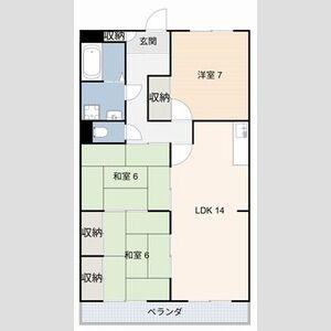 シャトー雁宿(3LDK/4階)の間取り写真