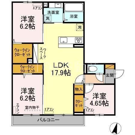 明幸2番館(3LDK/2階)の間取り写真